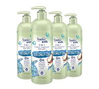 Olio di cocco naturale per bambini 3 in 1 senza strappi, bagnoschiuma, shampoo e balsami, senza solfati, senza parabeni, senza siliconi, senza coloranti, 477,8 g, confezione da 4