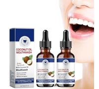Olio di Cocco per Denti,2PCS Collutorio Senza Alcool,Collutorio Naturale Senza Alcool,Olio Tirante,Oil Pulling Collutorio,per Aiutare L'alito Fresco,Lo Sbiancamento Denti e Salute delle Gengive