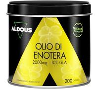 Olio di Enotera 2000mg - 200 Perle con Omega 6, 10% GLA - Antiossidante | Integratore Menopausa - Evening Primrose Oil Spremuto a Freddo - Per Sindrome Premestruale - Vegano, Senza Additivi - ALDOUS