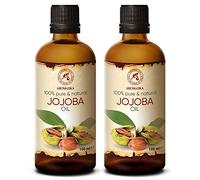 Olio di Jojoba - 2 x 100ml - Simmondsia Chinensis - Olio Vettore per Oli Essenziali - Olio Vegetale Puro - Olio Idratante Corpo - Cura del Viso - Olio per Capelli - Olio da Bagno - Olio per Massaggi