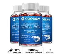 Olio di krill antartico 3000 mg - Omega-3 EPA, DHA, Astaxantina-Heart and