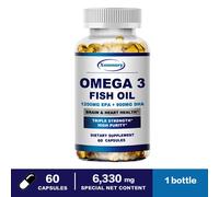 Olio Di Pesce Omega 3 6330mg - 3 Volte Più Forte, Massima Potenza - EPA, DHA