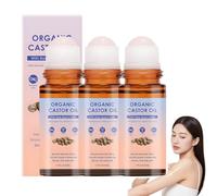 Olio di ricino biologico a sfera con rullo in quarzo rosa - 100% puro,extra vergine, pressato a freddo, puro per la pelle, olio dorato puro per la pelle, i capelli e le sopracciglia,zone secche (3PCS)