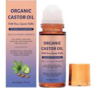 Olio di ricino biologico con rullo al quarzo rosa, olio di ricino biologico, ingredienti naturali, nutre delicatamente la pelle (1 pz)
