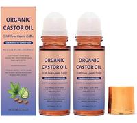 Olio di ricino biologico con rullo al quarzo rosa, olio di ricino biologico, ingredienti naturali, nutre delicatamente la pelle (2 pezzi)