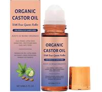 Olio di ricino biologico con rullo di quarzo di rosa, olio di ricino organico roll-on, idratazione profonda e levigatura, nutre delicatamente la pelle, oli idratanti naturali (1pcs)