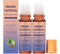 Olio di ricino biologico con rullo di quarzo di rosa, olio di ricino organico roll-on, idratazione profonda e levigatura, nutre delicatamente la pelle, oli idratanti naturali (2pcs)