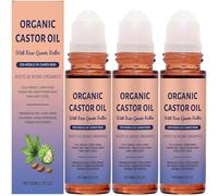Olio di ricino biologico con rullo di quarzo di rosa, olio di ricino organico roll-on, idratazione profonda e levigatura, nutre delicatamente la pelle, oli idratanti naturali (3pcs)