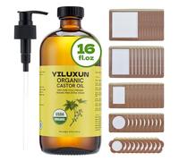 Olio di ricino biologico pressato a freddo bottiglia di vetro non raffinato (16fl.oz & confezioni autoadesive)