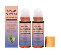 Olio di Ricino Biologico Roll-On al Quarzo Rosa, Olio di Ricino Biologico Puro Spremuto a Freddo, 100% Extra Vergine, Capelli Lunghi e Rilassamento per una Pelle Radiosa (2Pcs)