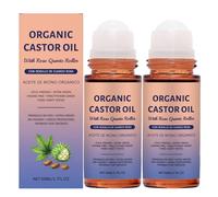 Olio di ricino biologico Roll-On con rullo di quarzo rosa pressato a freddo per massime sostanze nutritive, olio d'oro puro per pelle, cura dei capelli e delle sopracciglia, nutrizione, cura mirata
