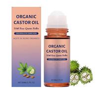 Olio di ricino biologico roll-on con rullo in quarzo rosa, 1,7 oz Olio idratante naturale per pancia, viso e corpo, idratazione delicata e nutriente, formula 100% vegetale pura (1PCS)