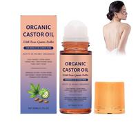 Olio di ricino organico con rullo di quarzo rosa, 100% puro extra vergine, adatto a tutto il tipo di pelle (1PC)
