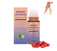 Olio di ricino Roll-On, 100% puro, spremuto a freddo, non raffinato, con rullo di quarzo rosa, idrata viso e pelle, migliora l'opacità, aiuta a schiarire il tono della pelle, per la pelle (1 pezzo)