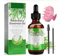 Olio di rosmarino per capelli, 60 ml, olio rosemary per capelli con spazzola per massaggio del cuoio capelluto, olio essenziale di rosmarino naturale, per la cura del cuoio capelluto, capelli, ciglia