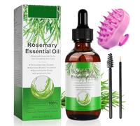 Olio di Rosmarino per la Crescita dei Capelli 60ml con Massaggiatore per Cuoio Capelluto, Puro Olio Essenziale di Rosmarino per Ciglia, Sopracciglia, Viso, Cura della Pelle, Massaggio del Corpo