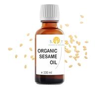 Olio di Sesamo Biologico 100% Puro e Certificado. Olio di Semi di Sesamo Naturale Spremuto a Freddo. Sesamo BIO Massaggio di Corpo, Capelli, Ayurveda, Beauty - 100 ml