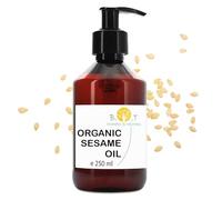 Olio di sesamo biologico puro al 100%. Olio di semi di sesamo spremuto a freddo con certificato biologico. Utilizzo in cosmesi naturale e massaggi ayurvedici 250 ML