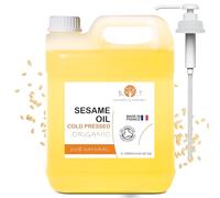 Olio di Sesamo, Biologico, Puro al 100%, Olio di semi di sesamo spremuto a freddo, con certificato biologico. Utilizzo in cosmesi naturale e massaggi ayurvedici, 2000 ml