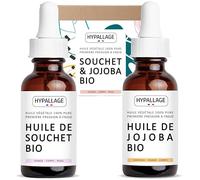Olio di Souchet Bio e Olio di Jojoba Bio - Olio anti ricrescita pelo e ammorbidente post-depilazione da donna, confezionato in Francia - Flacone in vetro ambrato 2 x 50 ml