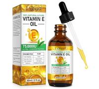 Olio di Vitamina E 75.000 UI, 60 ml Naturale Puro e Bio Olio Vitamina E, Skincare per Viso, Corpo, Cicatrici e Cuoio Capelluto, Antietà, Ridurre linee fine e cicatrici, Non OGM (60ml, 1 pezzo)