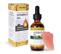 Olio di Vitamina E Bio 75.000 UI + Strumento di Massaggio Gua Sha Viso con Protezione Antiossidante, Idratante, Anti-Età, Riduzione delle Cicatrici per Viso, Corpo, Capelli & Unghie - 60ml