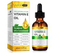 Olio di vitamina E per pelle, capelli e viso -75000 IU, vitamina E naturale e organica per cicatrici, cuoio capelluto, bagno e olio per il corpo, idratante pelle secca 60ml