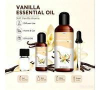 Olio Essenziale di Vaniglia 100% Puro, 3 Formati: 100ml, 30ml, 10ml, Per Diffusori, Pietre Diffusori, Umidificatori, Candele, Adatto per Camere da Letto, Auto, Stanze, Bagni, Decorazione della Casa, D