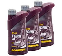 Olio Forcella 3x 1 Litro Forcone 10W Mannol MN8303-1 Ammortizzatori Moto