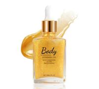 Olio glitterato illuminante per il corpo, olio glitterato illuminante per il viso, Long Lasting Shine Illuminating Cheek Lip Makeup, Body Glow Shimmer Lotion, 30 ml (golden)