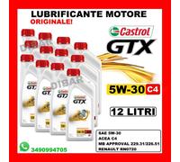OLIO LUBRIFICANTE MOTORE CASTROL GTX 5W30 C4 ACEA C4 DA 12 LITRI ORIGINALE