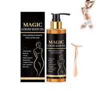 Olio Magico per il Corpo Rassodante+Massager di tipo T, Olio Magico per il Corpo di Lusso per le Donne con Effetto Lifting, Magic Luxury Body Oil da 100 ml