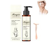 Olio Magico per il Corpo Rassodante+Massager di tipo T, Olio Magico per il Corpo di Lusso per le Donne con Effetto Lifting, Magic Luxury Body Oil da 100 ml (bianco, 1 pezzo)