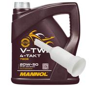 Olio Mannol 4-Takt V-Twin 20W-50 4 Litro Con Beccuccio per BMW Ducati Harley