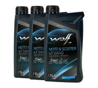 Olio Moto E Scooter WOLF 4T 5W-40 JASO MA2, API SL, 3x1 Litro