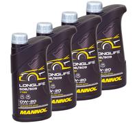 Olio Motore 4 X 1 Litro Mannol Longlife 508 509 SAE 0W20 Api B Acea C5 VW 508.00