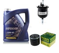 Olio Motore 5L MANNOL Defender 10W-40 + MANN-FILTER Per Hyundai Accent II LC 1.3