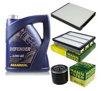 Olio motore 5L mannol Defender 10W-40 + Mann per Hyundai Terracan HP 3.5i V6