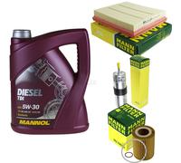 Olio Motore 5L MANNOL Diesel TDI 5W-30 + MANN-FILTER Filtro Per BMW 1er F20 116i