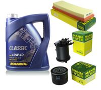 olio motore 5L MANNOL Pacchetto filtro classico 10W-40 + MANN-FILTER per Renault