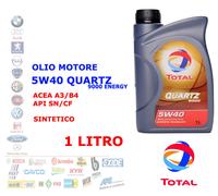 OLIO MOTORE AUTO BENZINA DIESEL 1 LT 5W40 TOTAL QUARTZ 9000 ENERGY ACEA A3/B4
