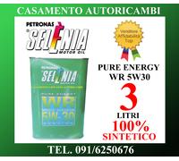 OLIO MOTORE AUTO SELENIA PURE ENERGY WR 5W30 100% SINTETICO 3LT LITRI