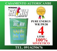 OLIO MOTORE AUTO SELENIA PURE ENERGY WR 5W30 100% SINTETICO 4 LT LITRI
