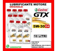 OLIO MOTORE CASTROL GTX 5W30 C4 ACEA C4 MB-APPROVAL 229.31/226.51 10 LITRI