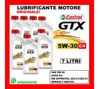 OLIO MOTORE CASTROL GTX 5W30 C4 ACEA C4 RENAULT MB 22931/226.51 DA 7 LITRI