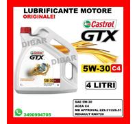 OLIO MOTORE CASTROL GTX 5W30 C4 ACEA C4 RENAULT RN RN0720 LATTA DA 4 LITRI