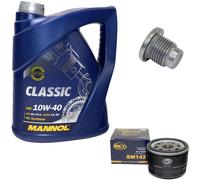 Olio Motore Filtro SM142 10W40 5Liter + Tappo Scarico per Dacia Renault