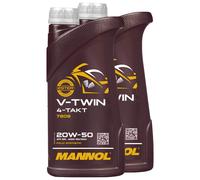 Olio Motore MANNOL 4 Tempi V-TWIN 20W-50 2 X 1 Litro Per BMW Ducati Harley