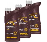 Olio Motore Mannol Diesel Tdi 5W-30 Api Sn / CH-4 3 X 1 Litro per Audi BMW VW