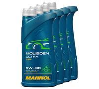 Olio Motore MANNOL Molibden Ultra 5W-30 4X1 Litro Per Jaguar KIA Mazda